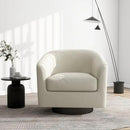 Swivel Barrel Accent Chair, Modern Round Linen Arm Chair for Living Room, Bedroom, Comfy Club Reading Chairs for Adults（Linen Fabric, Beige, Set of 4