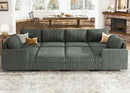 Nolany Sectional Couch with Storage Ottoman, Corduroy Sleeper Sectional Sofa with Chaise, Modular Sectional Couches for Living Room, Green by CozyNest Decor