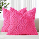decorUhome Fall Throw Pillow Covers 26x26 Inch Set of 2, Soft Plush Decorative Faux Fur Hot Pink Solid Couch Pillow Covers, Accent Farmhouse Neutral Square Euro Pillow Cases for Sofa Bed Living Room by CozyNest Decor