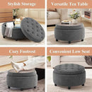 COLAMY Fabric Round Storage Ottoman with Reversible Tray Lid – Multi-Functional Footrest, Hidden Storage, Sturdy & Stylish Small Coffee Table for Living Room, Bedroom, or Entryway(Dark Grey) by CozyNest Decor