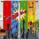 Superhero Rod Pocket Blackout Curtains for Boy Girl Bedroom, City War Explosion Comics Art Thermal Insulated Home Window Drapes for Living Room Darkening, 84x72 inch by TinyTreasures Baby Boutique