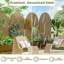 Casaphoria Metal Raised Garden Bed with Trellis and Wheels, 72"x47"x16" Arched Planter Box for Climbing Plants, Vegetables & Vines, Features Drainage Holes and Privacy Screen (Brown-Louvered)