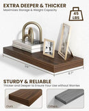 Marsmiles 24" Floating Shelves for Wall, Wooden Shelves with Invisible Brackets Set of 2, Rustic Farmhouse Wall Mounted Shelf for Kitchen Bathroom Living Room Study, Walnut by CozyNest Decor