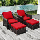Joyside Wicker Patio Furniture Sets, 4 Pieces Upgraded Large Size Outdoor Furniture with Patio Dining Chairs and Outdoor Ottoman, Thick Cushions, Wide Armrest by GreenHaven Gardens