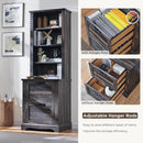 RedLemon Bookcase with 2 File Drawers, 72" Tall Farmhouse Bookshelf with Storage and Adjustable Shelves, 4 Tier Rustic Wood Bookshelf with Cabinet for Home Office, Living Room (Dark Rustic Oak) by CozyNest Decor