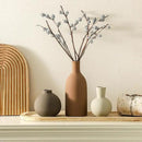 Vase Set of 3 | Ceramic Neutral Vases Home Decor | Rustic Flower Pottery Vases Modern Farmhouse Vase for Table Entryway Mantel Centerpiece Bookshelf Living Room Bathroom Bedroom -Brown Large by CozyNest Decor