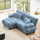 Modular Sectional Sofa, Comfy Cloud Couch Oversized Loveseat with Ottoman, Sectional Couches for Living Room, Modern Chenille L Shaped Couch, Sleeper Deep Seat Sofa with Throw Pillows, Blue by CozyNest Decor