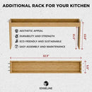 Edgecrest Bamboo Over The Stove or Sink Modern Spice Shelf, No Annoying Middle Screw, 31.5” Wide Storage, 11.4” High Countertop Shelf, 6 Side Hooks, Easy to Assemble, Eco-Friendly Durable Material by CozyNest Decor