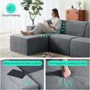 LINSY HOME Modular Sectional Sofa, 134" Boneless Couch U Shaped 4-Seat Sofa with 2 Movable Ottomans, Corduroy Sectional Cloud Couches for Living Room, No Assembly Required, Bluish Grey by CozyNest Decor