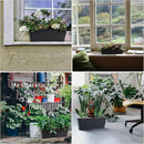 GREANER 6 Pack Herb Planters, 12x3.8 Inch Black Rectangle Window Boxes with Tray, Indoor Succulent Cactus Mint Plastic Pot for Windowsill, Balcony, Office, Outdoor Garden by GreenHaven Gardens