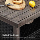 Outdoor Storage Cabinet, Woven Rattan Bar Table with 2 Doors, Slatted-Top, Wicker Console Table for Patio, Garden, Backyard, Kitchen - Black by CozyNest Decor