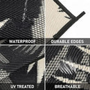 Outdoor Rug Waterproof for Patios Clearance, Reversible Outdoor Plastic Straw Rug Camping Carpet, Outside Floor Mats Large Area Rugs for RV,Patio,Deck,Porch,Beach, Balcony，8'x10',Black&Beige by GreenHaven Gardens