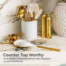 Gold Kitchen Utensils Set - 19-Piece Set Includes Stainless Steel Gold Utensils, White Silicone Tools, and Measuring Cups and Spoons - Luxury Kitchen Accessories for Modern Cooking, Serving, & Gifting by CozyNest Decor