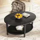Solid Wood Oval Coffee Table for Living Room, 2 Tier Oval Rustic Coffee Table with Storage Shelf, Double Layer Center Table for Living Room, Easy Assembly by CozyNest Decor