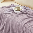 EMME Muslin and Fleece Twin Blanket Reversible - 60"*80" Lavender Soft Warm Throw Blankets for Couch Bed Picnic Travel Bed by CozyNest Decor