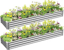 8x2x1ft(2 Pack) Galvanized Raised Garden Bed for Gardening,Metal Planter Boxes Outdoor Patio Kit Planting Bed for Vegetables Flowers Herb,Silver by GreenHaven Gardens