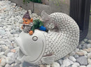 Gnome Fish Sculpture, Garden Animal Statue & Outdoor Decor, Eco-Friendly Resin Gutter Diverter Rain, Decorative Gutter Extension Downspout, Splash Block, Perfect for 3"x4" Downspouts by GreenHaven Gardens