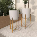 CosmoLiving by Cosmopolitan Metal Indoor Outdoor Planter Dome Large Planter Pot with Removable Stand, Set of 2 Planters 20", 22"H, White by GreenHaven Gardens
