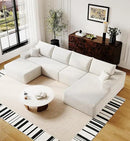 136" Sectional Couches for Living Room Modern Modular Sofa with L-Shape Couchs Upholstered Boneless Couch Deep Seat Sectional Couch with Chaise (White, Right Facing Chaise+3Seaters+Ottoman) by CozyNest Decor