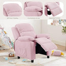 Ulax furniture Corduroy Kids Recliner Chair, Toddler Armrest Sofa Couch, Ergonomic Adjustable Lounge Sofa with Footrest, Padded Backrest, Storage Arms, Pink Recliner for Girls and Boys by CozyNest Decor