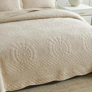 MarCielo 3-Piece 100% Cotton Oversized Bedspread Lightweight Quilt Coverlet Embroidery Farmhouse Bedding (Tf Khaki Beige, Oversized King (118"x106")) by CozyNest Decor