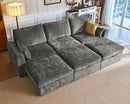 Oversized Modular Sofa Comfy Cloud Couch with Storage, Extra Deep Plush Sectional Sofa Set for Living Room, Covers Washable, Chenille, Olar (Grey, 6-Seater with 3 Ottomans, Sleeper) by CozyNest Decor
