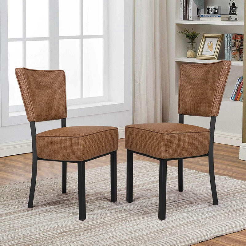 Classic Dining Chair Set of 2, Modern Style Family Leisure Chair with Stainless Steel Legs, PU Leather High Back Side Chair, Coffee