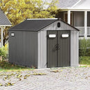 Domi 8x10FT Outdoor Resin Storage Shed with Transparent Windows & Louvered Vents, Plastic Tool Shed with Double Lockable Doors & Gable Roof, Outside Garden Shed for Backyard, Patio, Lawn, Grey by GreenHaven Gardens
