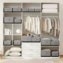 Linen Folding Storage Bins, 3 Pack Large Storage Baskets, Washable, Clothing Storage Bins with Handle, Closet Organizer for Storage Sweater,Sheets (gray black, 18½"x13½"x8½") by CozyNest Decor