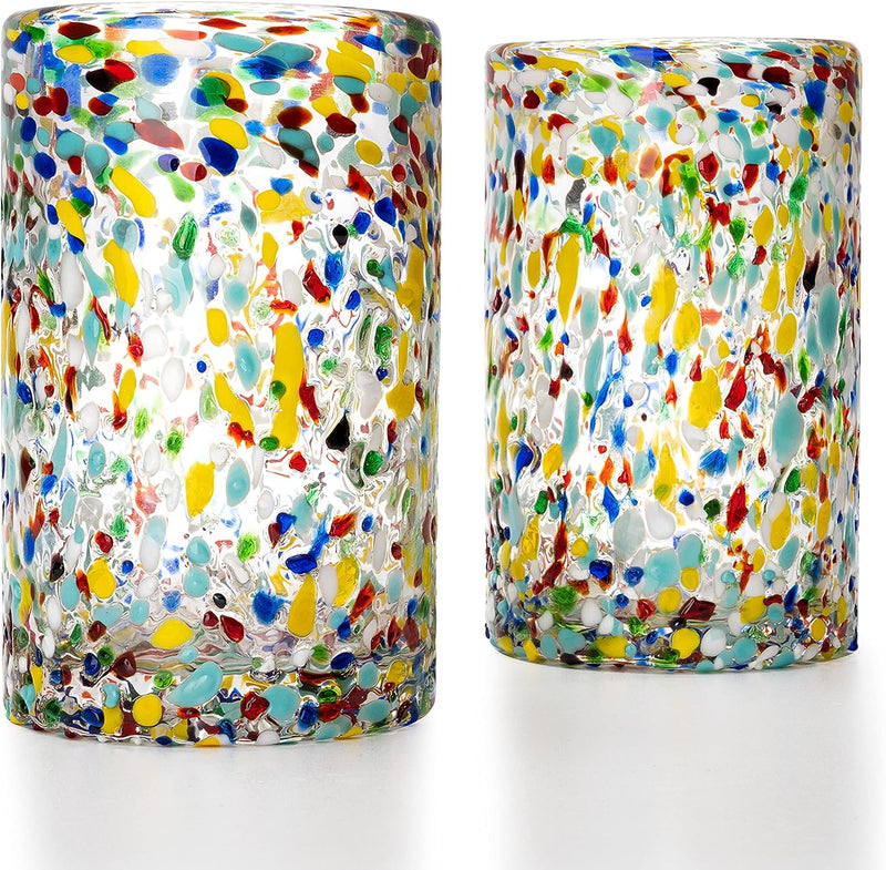 Hand Blown Mexican Drinking Glasses Confetti Premium Barware Gift, photo 5 of 6