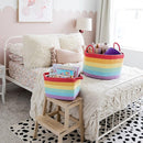 OrganiHaus Large Blanket Basket for Living Room 20x13, Rainbow Rope Basket for Classroom Organization, Toy Storage Basket, Woven Kids Laundry Basket, Baby Toy Box, Cute Storage Basket, Nursery Hamper by TinyTreasures Baby Boutique