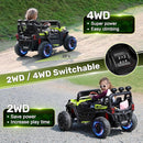 ANPABO 24V 4WD Ride on Car Truck w/Remote Control, 2WD/4WD Switchable Kids UTV, 4 Shock Absorbers, 19" Spacious Seat, Soft Start, Music Player, Electric Car for Kids by TinyTreasures Baby Boutique