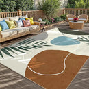 Indoor Outdoor Area Rug, Mid Century Outdoor Patio Rug, Washable Abstract Art Leaves Eucalyptus Rugs, Non-Slip Carpet for Camping, Living Room, Bedroom, Deck(5x8)