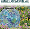 Sunnydaze 10 inch Solar Gazing Ball for Garden - Glass Outdoor Gazing Globe - Crackled Azul Terra by CozyNest Decor