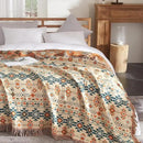 Boho Throw Blanket for Couch Sofa Bed, 100% Cotton Woven Quilt with Tassel 80”x90”, Super Soft Muslin Blanket with Patchwork Printed, Decorative Reversible Bed Blanket/Cover for All Seasons by CozyNest Decor