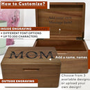 Mom Gifts from Daughters - Custom Wooden Box, Personalized Mothers Day Gift Ideas for Mom, Acacia Wood Keepsake Chest for Memories, Memorabilia Box with Hinged Lid, Bday Gift Customized, 8x6x4 in by TinyTreasures Baby Boutique