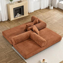 Convertible Sleeper Sofa Bed with Pillow, 4-in-1 Corduroy Folding Mattress Couch with Fixed-Shape Frame, Futon Fold Out Floor Sofa Cama Lounge Couch for Living Room Bedroom, Orange by CozyNest Decor