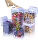 BopTop (5pc Set) Airtight Food Storage Container – Mechanical Silicone Seal Canister - BPA-Free Stackable - 2.5Qt/1.5Qt/.9Qt/.85Qt/.5Qt by TinyTreasures Baby Boutique