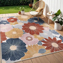 GENIMO Indoor Outdoor Area Rug 8' X 10' Waterproof, Washable Patio Rug Non Shedding, Easy Cleaning Floral Outdoor Carpet for Living Room, Bedroom, Dining Room, Balcony, Backyard, Deck, RV, Red Blue by GreenHaven Gardens