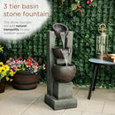 Alpine Corporation TZL400 34" 3 Tier Basin Cascading Fountain with LED Lights, Elegant Outdoor Water Feature for Garden, Patio, Yard & Outdoor Spaces, Relaxing Waterfall Fountain, Gray by GreenHaven Gardens