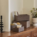 LA JOLIE MUSE Paper Rope Woven Storage Basket Set of 4 with Fabric Liner, Stackable Multipurpose Organizer Bin, Brown by TinyTreasures Baby Boutique