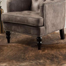 Christopher Knight Home GDFStudio Medford Brown Tufted Club Chair, Fabric Accent Chair with Studded Nailhead Accents by CozyNest Decor