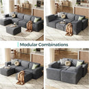 LINSY HOME Modular Sectional Sofa, 105" Boneless Couch U Shaped 3-Seat Sofa with 2 Movable Ottomans, Corduroy Sectional Cloud Couches for Living Room, No Assembly Required, Bluish Grey by CozyNest Decor