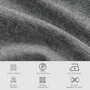Macochico Pinch Pleated 100% Blackout Curtains Mid Grey Linen Curtains for Bedroom Living Room Farmhouse Thermal Insulated Window Panels Pleated Curtains with Hooks and Tieback 52”Wx72”L 1 Panel by CozyNest Decor