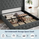 Allewie Queen Size Lift Up Storage Bed, Button Tufted Headboard with Wingback, Hydraulic Support, No Box Spring Needed, Dark Grey by CozyNest Decor