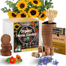 Organic Edible Flower Garden Seed Kit - 23pc Indoor Garden with Soil, Pots, Plant Markers, USDA Organic Non-GMO Seeds & Illustrated Instructions - Sunflower, Borage, Thai Basil, Dill, Nasturtium by GreenHaven Gardens