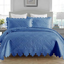 MarCielo 3-Piece 100% Cotton Oversized Bedspread Lightweight Quilt Coverlet Embroidery Farmhouse Bedding Set (Tk Midtone Blue, Oversized Queen (100"x106")) by CozyNest Decor