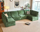 Oversized Modular Sofa Comfy Cloud Couch with Storage, Extra Deep Plush Sectional Sofa Set for Living Room, Covers Washable, Chenille, Olar (Green, 6-Seater with 2 Corners, u-Shaped) by CozyNest Decor