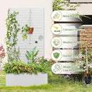 Trellis for Climbing Plants Outdoor，Mental Garden Bed with Drainage Holes Outdoor Privacy Screen Design Tall planters for herb Flower Vegetables 73"x35"x16", White-Louvered by GreenHaven Gardens
