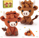 Highland Cow Crochet Kit for Beginners - 2PCS Animals Crochet Kit with Step-by-Step Video Tutorials, Highland Cows Crocheting Kit, Crochet Starter Kit for Kids and Adults, Stuffed Animal Knitting Kit by TinyTreasures Baby Boutique